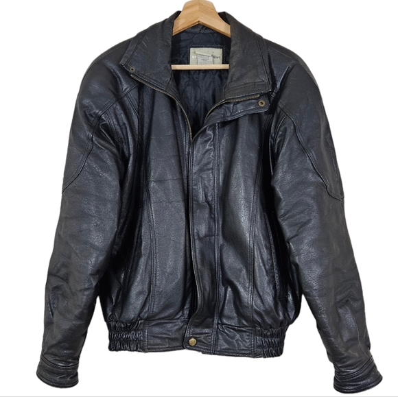 Basic Equipment 100% Leather Vintage Black Jacket - Picture 1 of 9